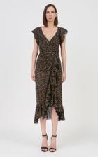 Moda Operandi Costarellos Jolecia Ruffled Leopard Chiffon Midi Wrap Dress