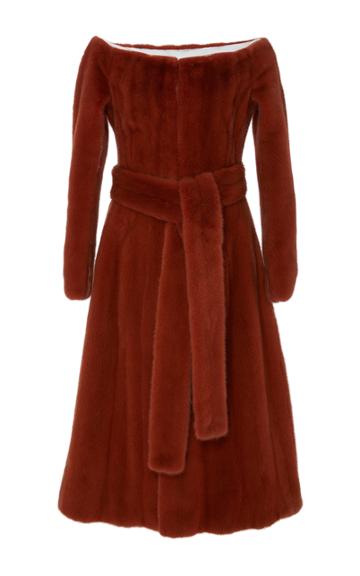 Brock Collection Florence Fur Off The Shoulder Coat