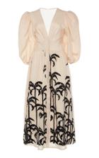 Johanna Ortiz Quizas Embroidered Linen Midi Dress