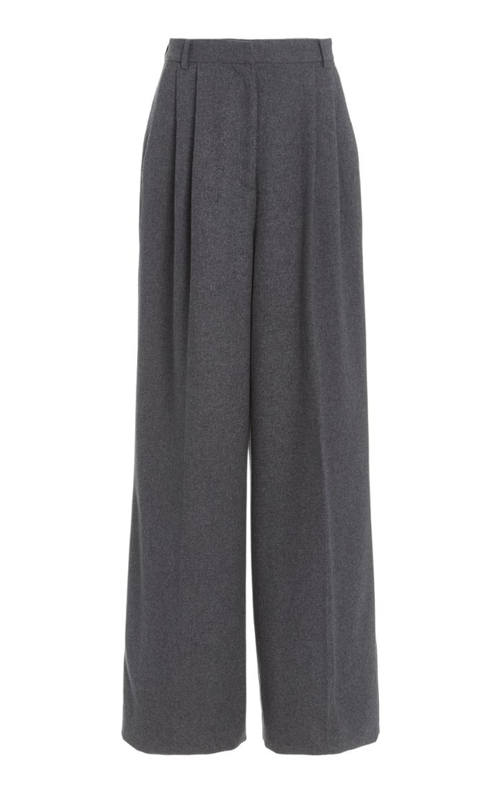 Joseph Tima Pleated Silk-wool Flannel Wide-leg Trousers