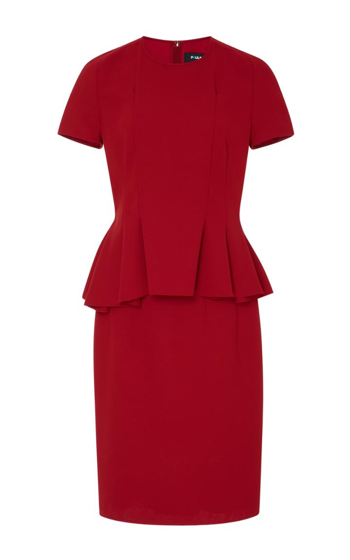 Paule Ka Peplum Crepe Dress