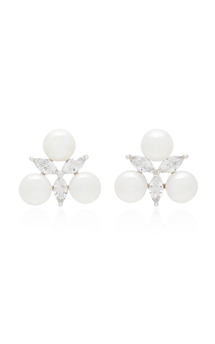 Fallon Faux Pearl Crystal And Silver-plated Earrings