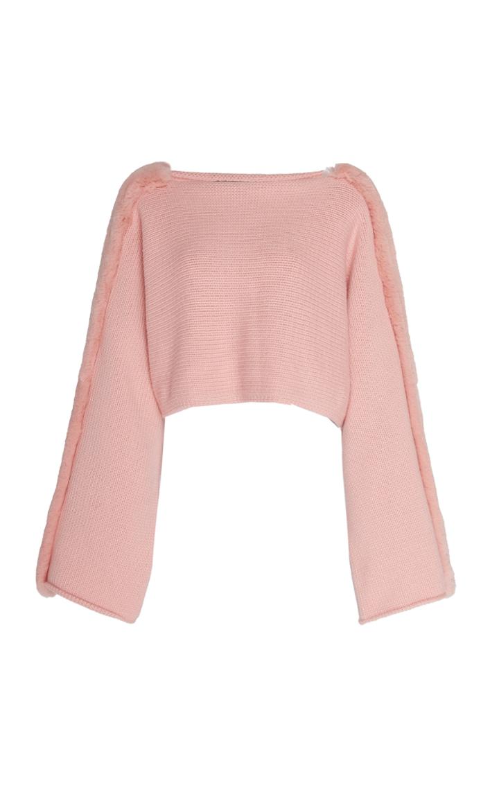 Sally Lapointe Wool Cashmere Pullover Shrug With Rabbit
