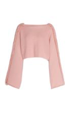 Sally Lapointe Wool Cashmere Pullover Shrug With Rabbit