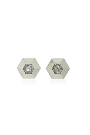 Fred Leighton Platinum Rose-cut Diamond Hexagonal Stud Earrings