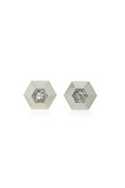 Fred Leighton Platinum Rose-cut Diamond Hexagonal Stud Earrings