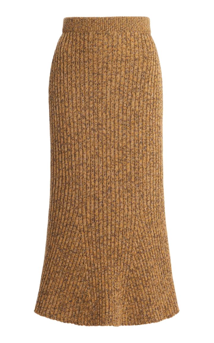 Christopher Kane Ribbed Wool Fluted Midi Skirt