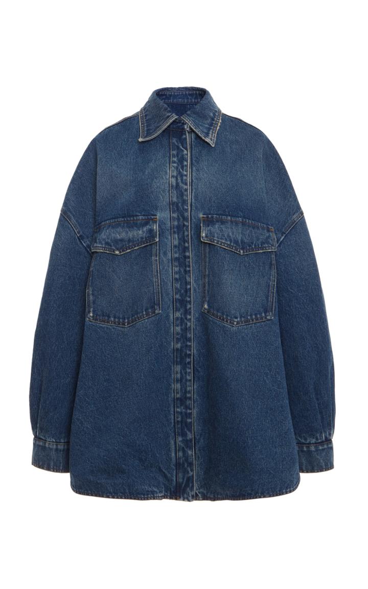 Moda Operandi Attico Oversized Denim Front Pocket Shirt