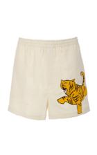 Bode Embroidered Linen Rugby Shorts