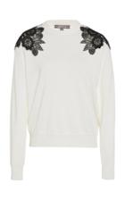 Lela Rose Lace-appliqued Wool-silk Sweater