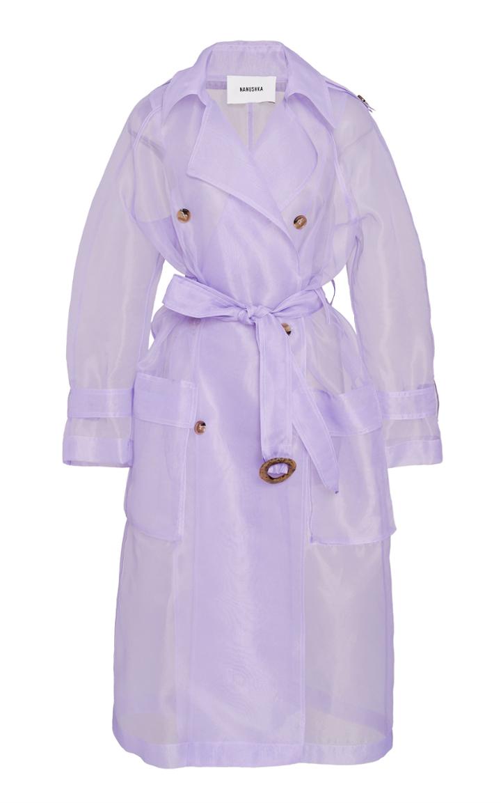 Nanushka Tuscan Double-breasted Sheer Trench Coat