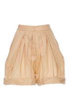 Vika Gazinskaya High Waisted Pleated Cotton Shorts