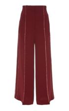 J. Mendel Striped Silk Crepe Wide Leg Pant