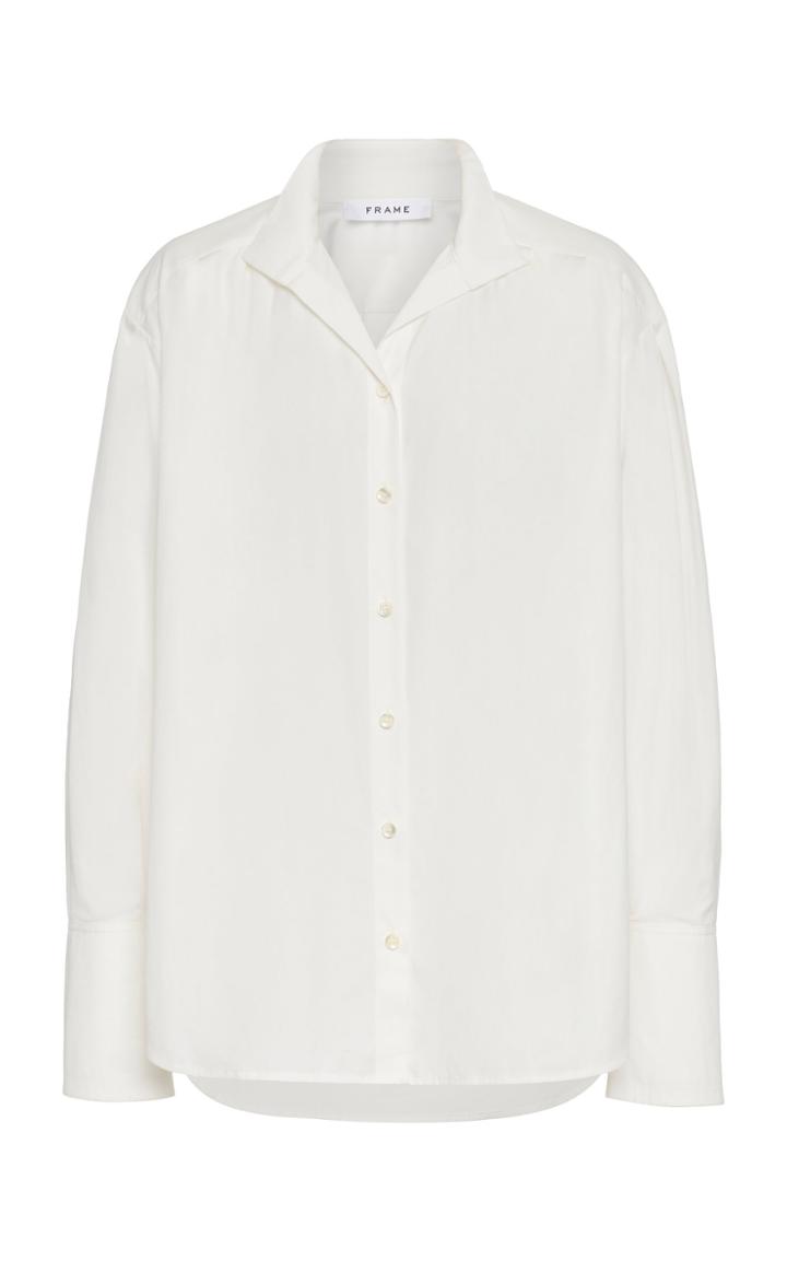Frame Easy Pleated Button-down Cotton Shirt Size: M
