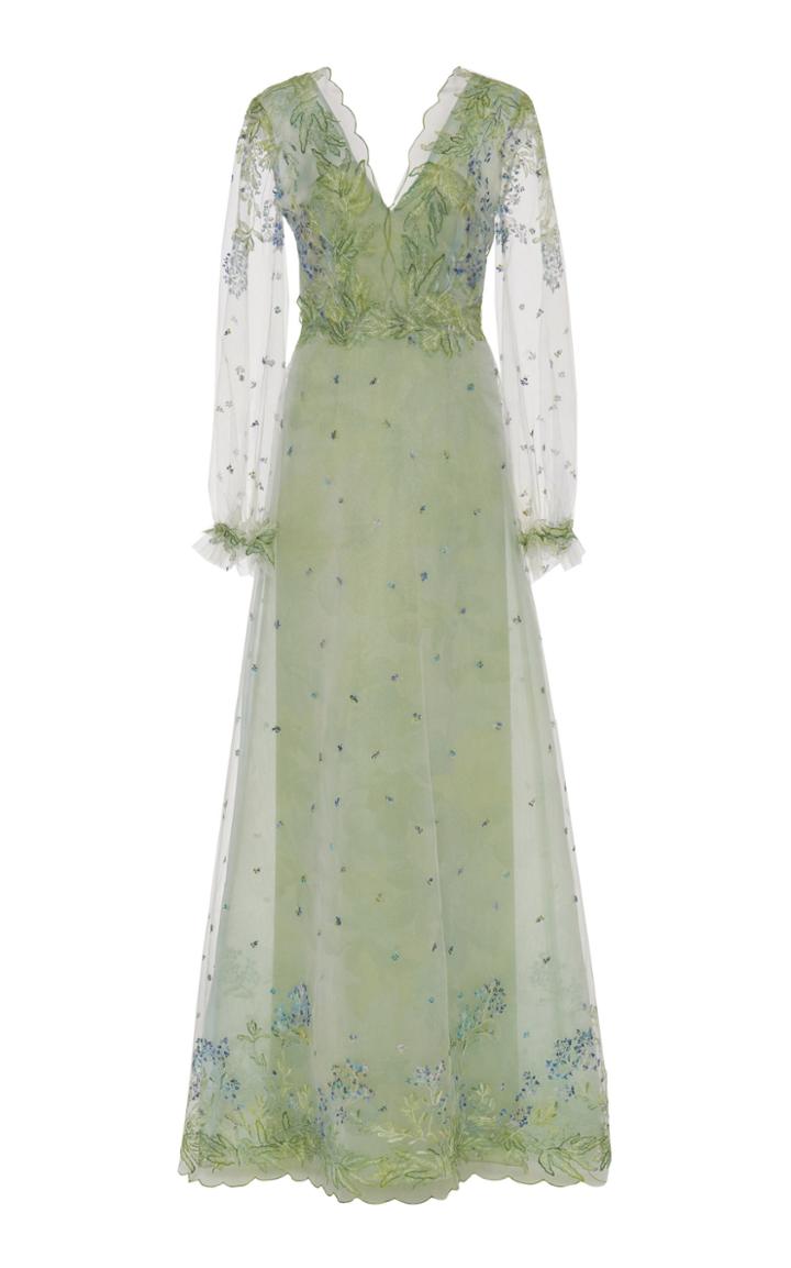 Luisa Beccaria Sheer Sleeve Gown