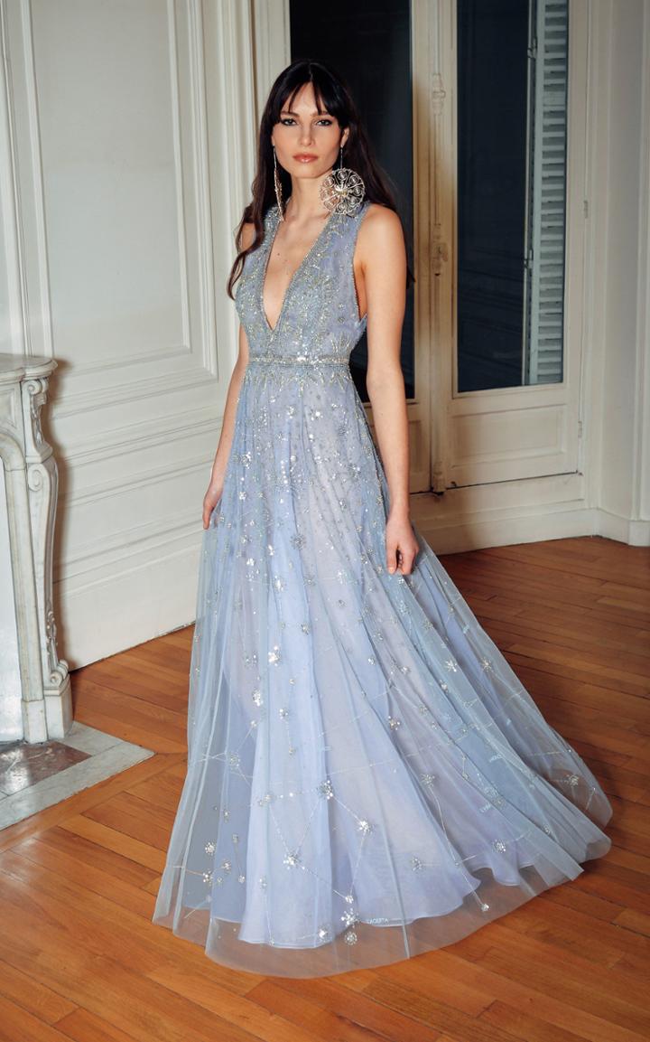 Moda Operandi Cucculelli Shaheen Constellation Watered Blue Dress