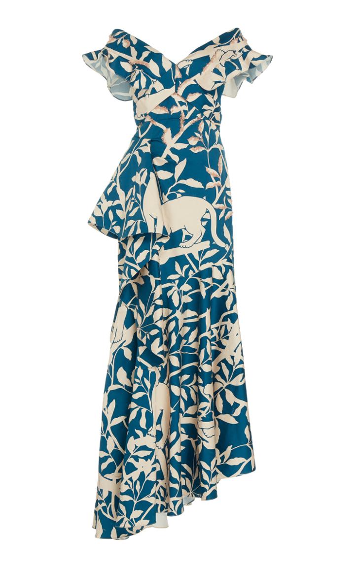 Johanna Ortiz Exclusive Autumn Town Leaves Cotton-blend Gown