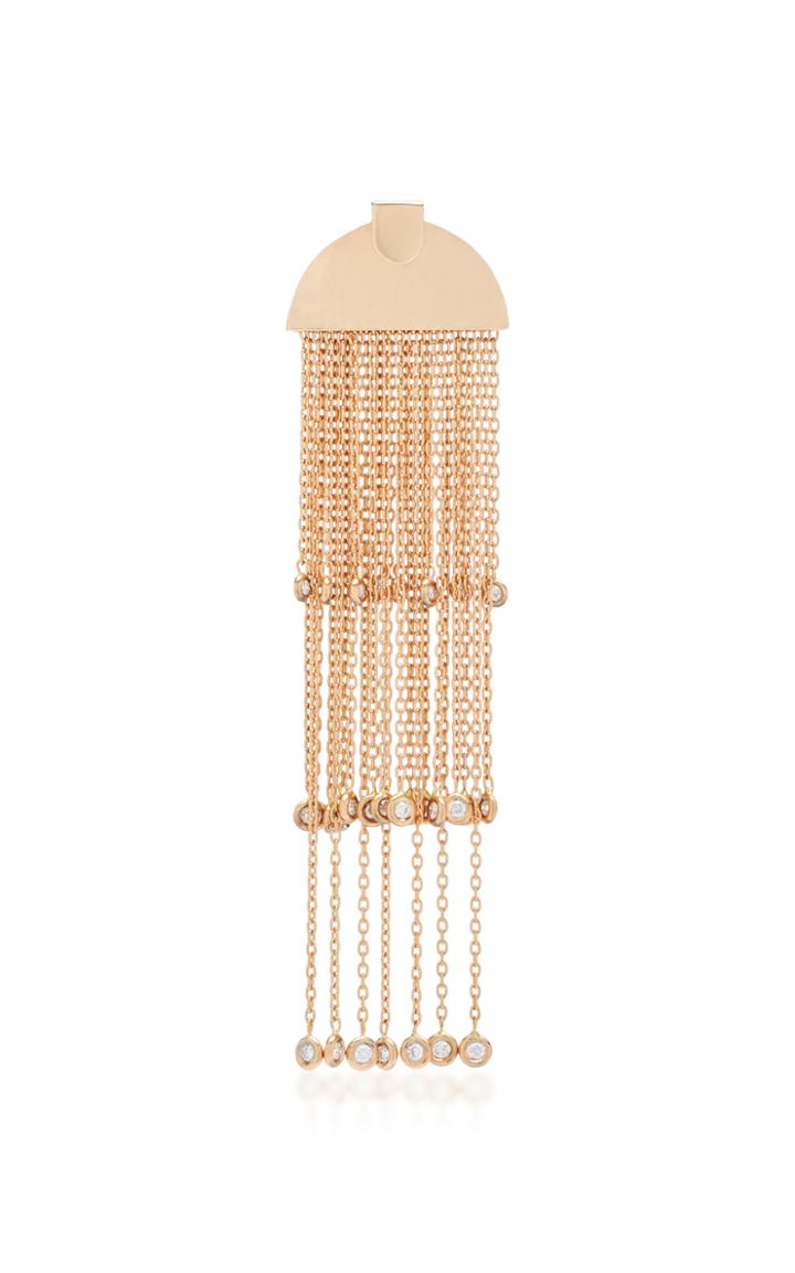 Kismet By Milka Single Le Soleil White Diamond Long Tassels Earring