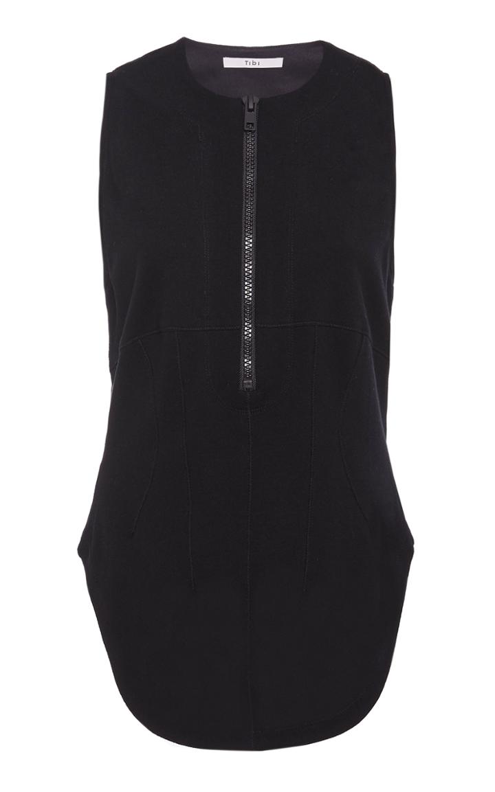 Moda Operandi Tibi Cotton Pique Corset Zip Up Tank Size: 00