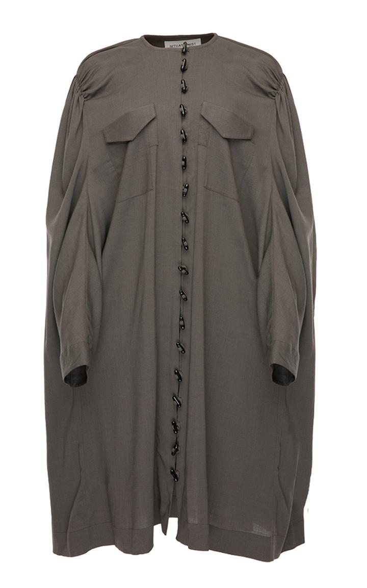Situationist Bat Sleeves Wide Wool Dress
