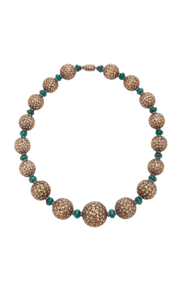 Sanjay Kasliwal 18k Gold Emerald And Diamond Necklace