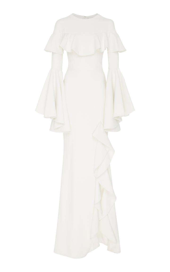 Christian Siriano Slit Flounce Gown