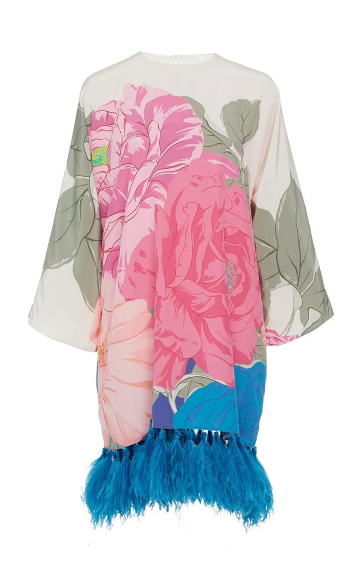 Valentino Fringe Hem Silk Shirt Dress