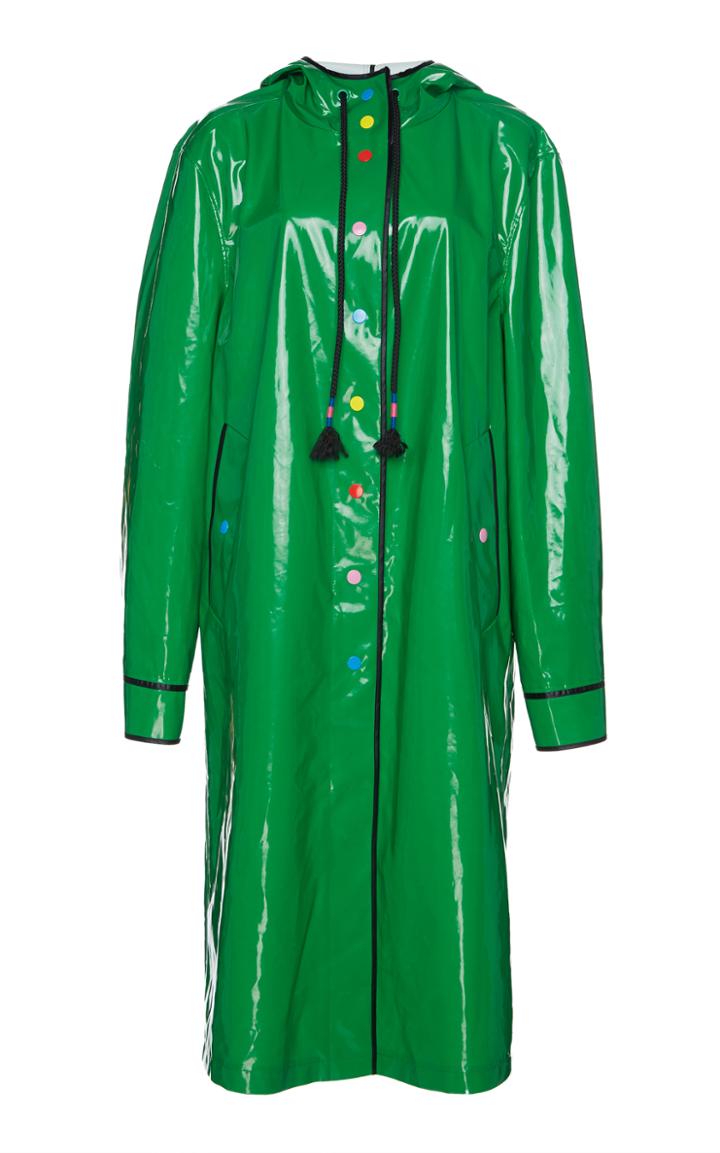 Mira Mikati Patent Rainbow Snaps Long Raincoat