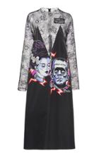 Prada Lace-paneled Printed Satin Midi Dress