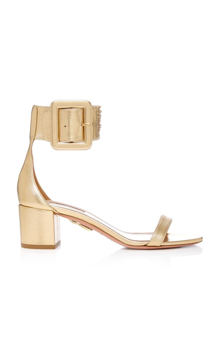 Aquazzura Casablanca Metallic Leather Sandals