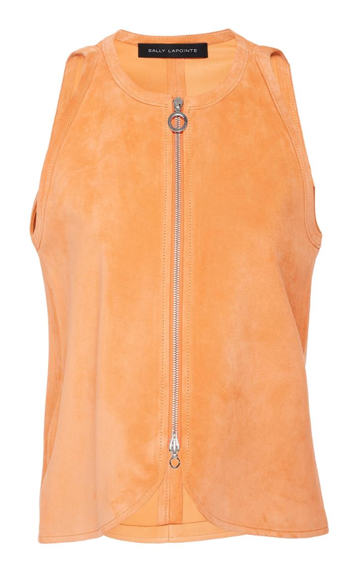 Sally Lapointe Suede Zip Front Shell Top