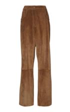 Agnona Suede Wide-leg Pants