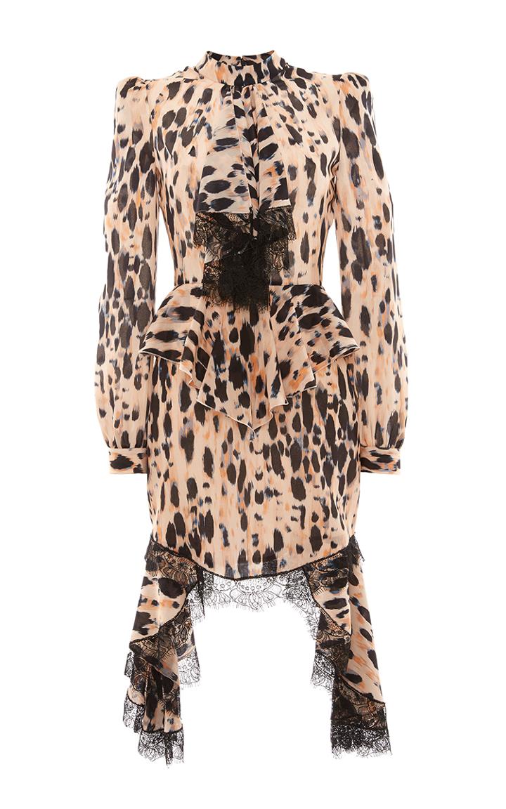Francesco Scognamiglio Long Sleeve Ascot Collar Dress