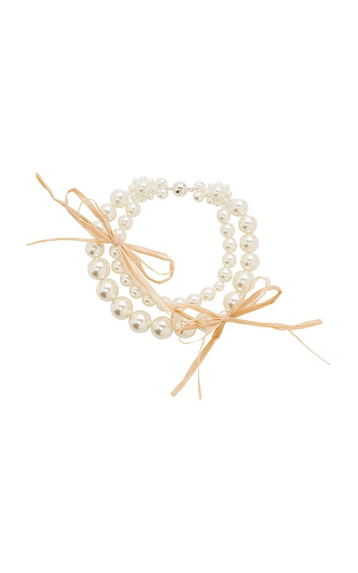 Moda Operandi Simone Rocha Double Pearl Bracelet With Raffia