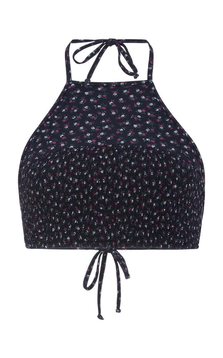 Salinas Isa Smocked Halter Bikini Top