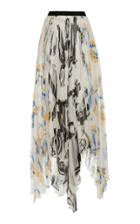 Marina Moscone Pliss Printed Silk-blend Midi Skirt
