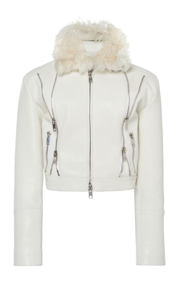 Giambattista Valli Shearling-trimmed Leather Jacket