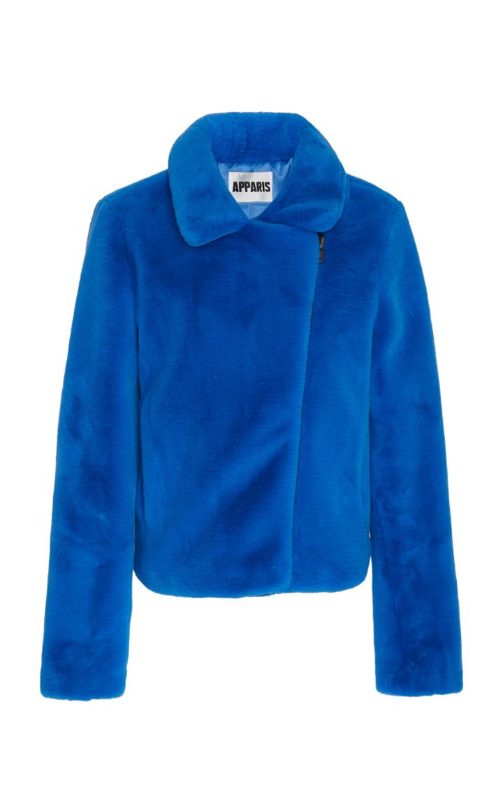 Apparis Tukio Faux Fur Blue Biker Jacket