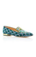 Charlotte Olympia M'o Exclusive: Lady Liberty Embroidered Canvas Slippers