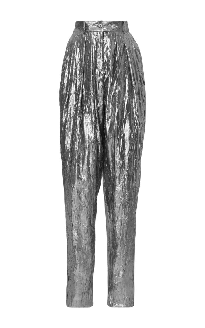 Michael Kors Collection Pleated Crushed Lam Trouser