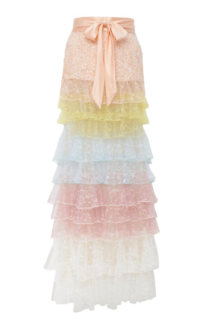 Rodarte Tiered Sequined Tulle Skirt