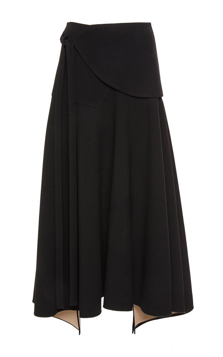 Derek Lam Doubleface Crepe Long Flare Wrap Skirt