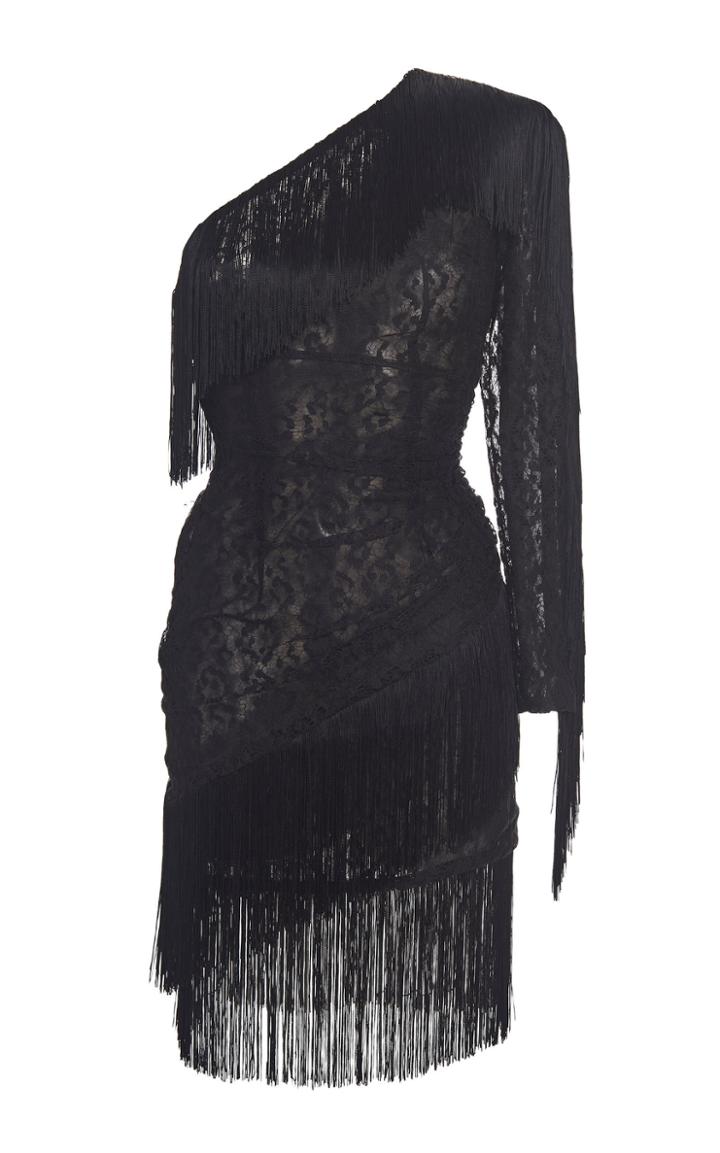 Dundas Fringed One-shoulder Lace Mini Dress
