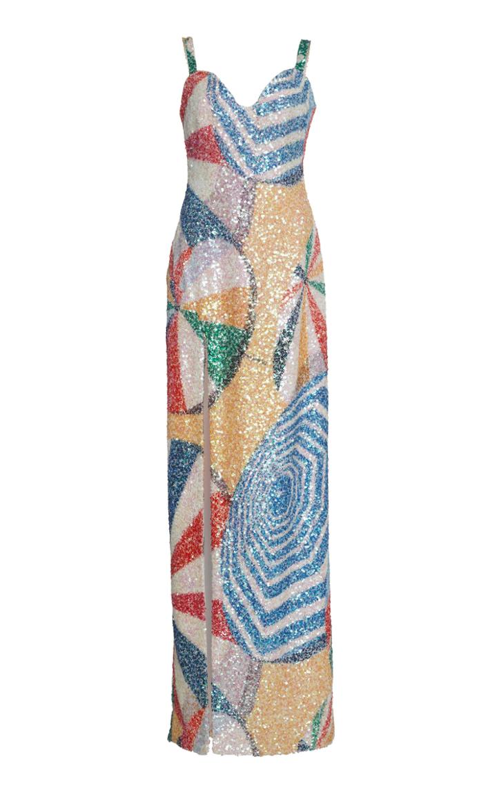 Sandra Mansour Parasol Brilliant Printed Sequin Dress