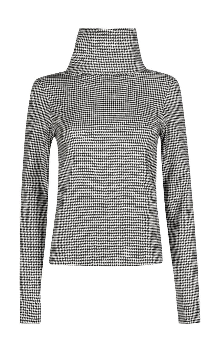 Moda Operandi Joshua Millard Dogwood Houndstooth Woven Turtleneck Top
