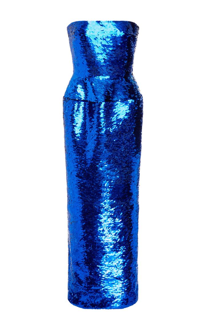 Oscar De La Renta Strapless Sequin Gown