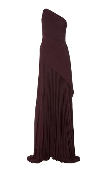 Solace London Emelyne Pleated Asymmetric Maxi Dress