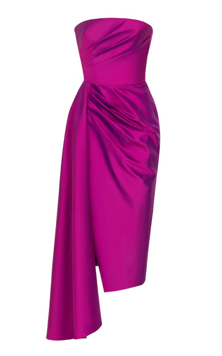 Rasario Asymmetrical Silk Satin Gown