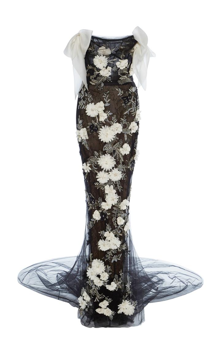 Marchesa Embellished Full Length Tulle Gown