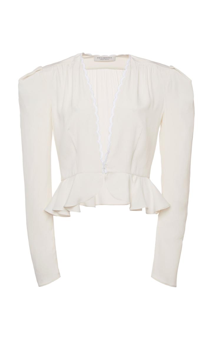 Moda Operandi Philosophy Di Lorenzo Serafini Crepe De Chine Peplum Blouse Size: 38